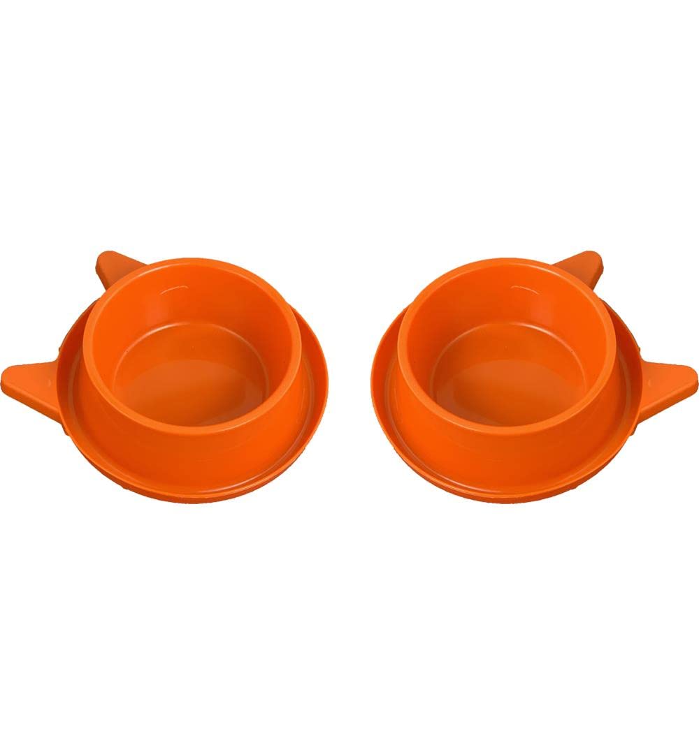 Miapet 2'li Plastik Kedi Kulaklı Mama ve Su Kabı Seti 400 Ml Turuncu