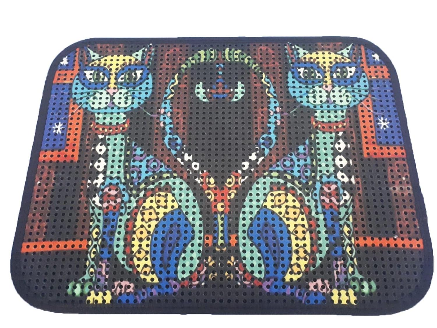 Miapet Elekli Desenli Kedi Tuvalet Önü Paspası 60 x 45 cm Renkli Kedi