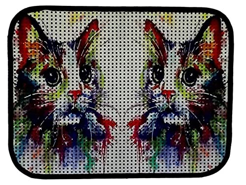 Miapet Elekli Desenli Kedi Tuvalet Önü Paspası 60 x 45 cm Gökkuşağı