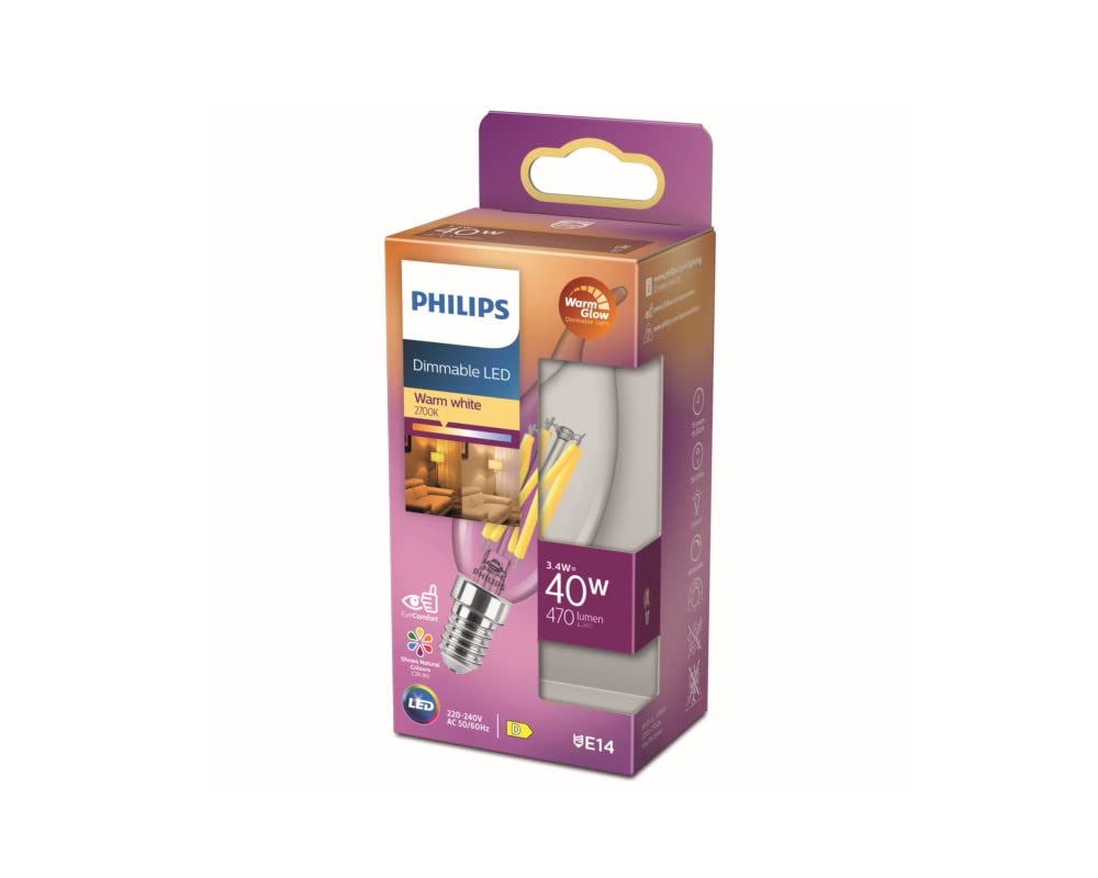 Philips Lighting 871951432437400 LED EEK D (A - G) E14 mum şeklinde 3.4W = 40W sıcak beyaz (Ø x U) 35mm