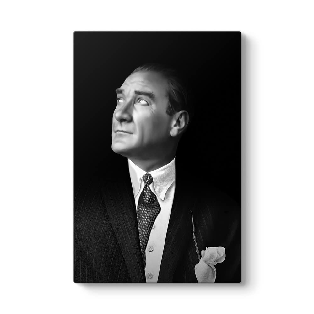 tabloshop Siyah Beyaz Atatürk Portresi Kanvas Tablo 50 x 75