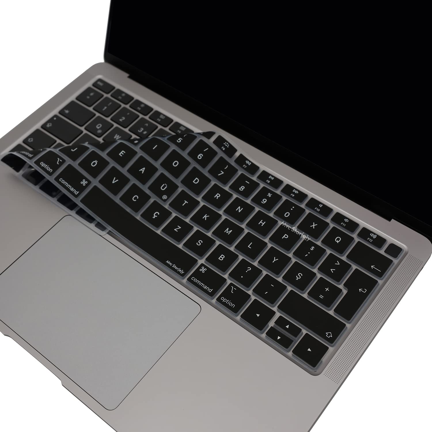 McStorey MacBook Air 13 Retina Türkçe F Klavye Koruyucu A1932 A2179 A2337 M1 | 2018-2020 Uyumlu Silikon Keyboard Cover Touch ID Siyah Siyah
