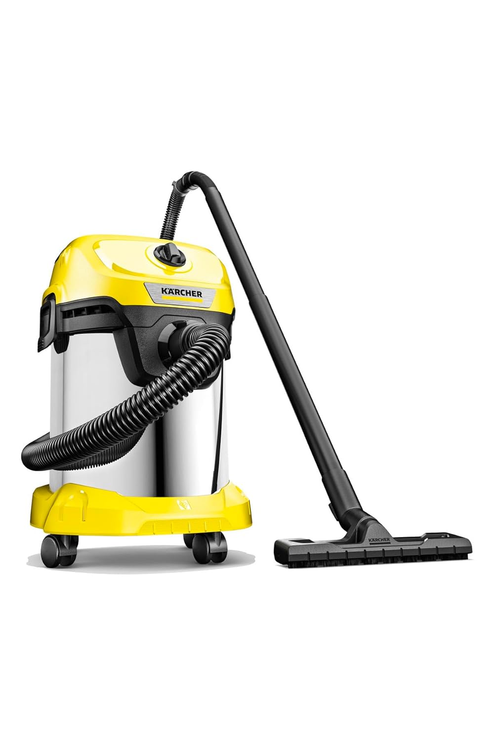 Karcher ıslak/kuru elektrikli süpürge WD 3 S V-17/4/20, kartuş filtresi, keçe filtre torbası dahil, 1.000 W, paslanmaz çelik hazne: 17 l, emme hortumu: 2 m ve hortum muhafazası, üfleme fonksiyonu