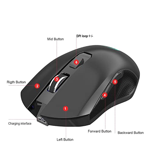 Valkyrie 6 Tuşlu Şarjlı Sessiz 2400DPI Kablosuz Gaming Mouse