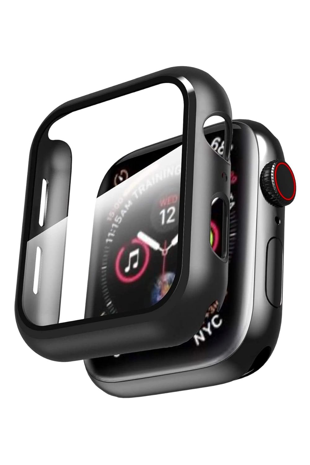 Minesk Apple Watch ile Uyumlu Ekran Koruyucu ve Kılıf Bir Arada Kasa Tam Koruma (41, Siyah)