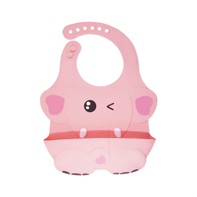 Agubugu Baby – Kabartmalı Figürlü ve Cepli Silikon Mama Önlüğü - Pembe