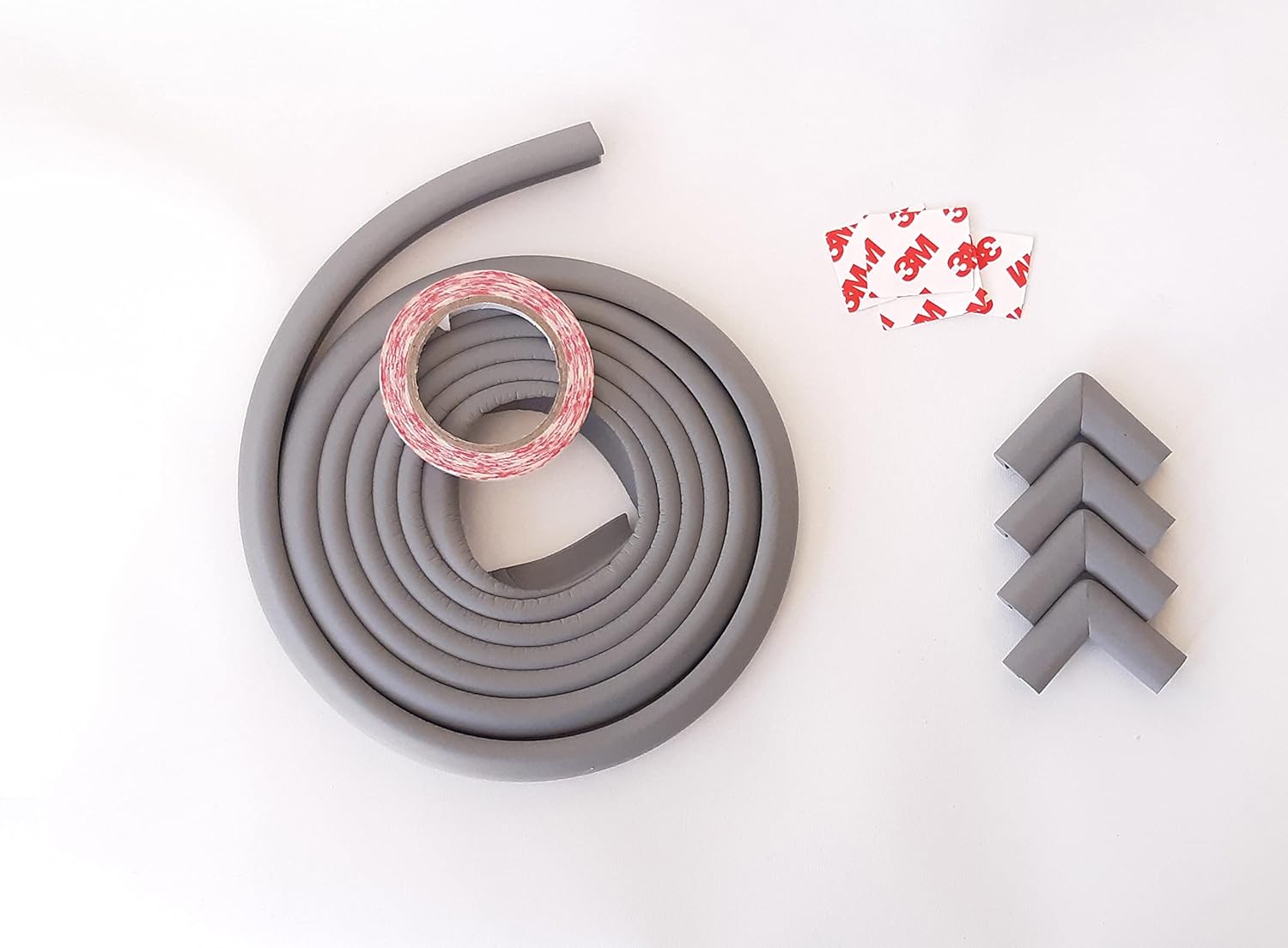 Agubugu Baby - Slim (ince) Kauçuk 2 Mt. Kenar + 4 Adet Köşe Koruyucu Set - Gri