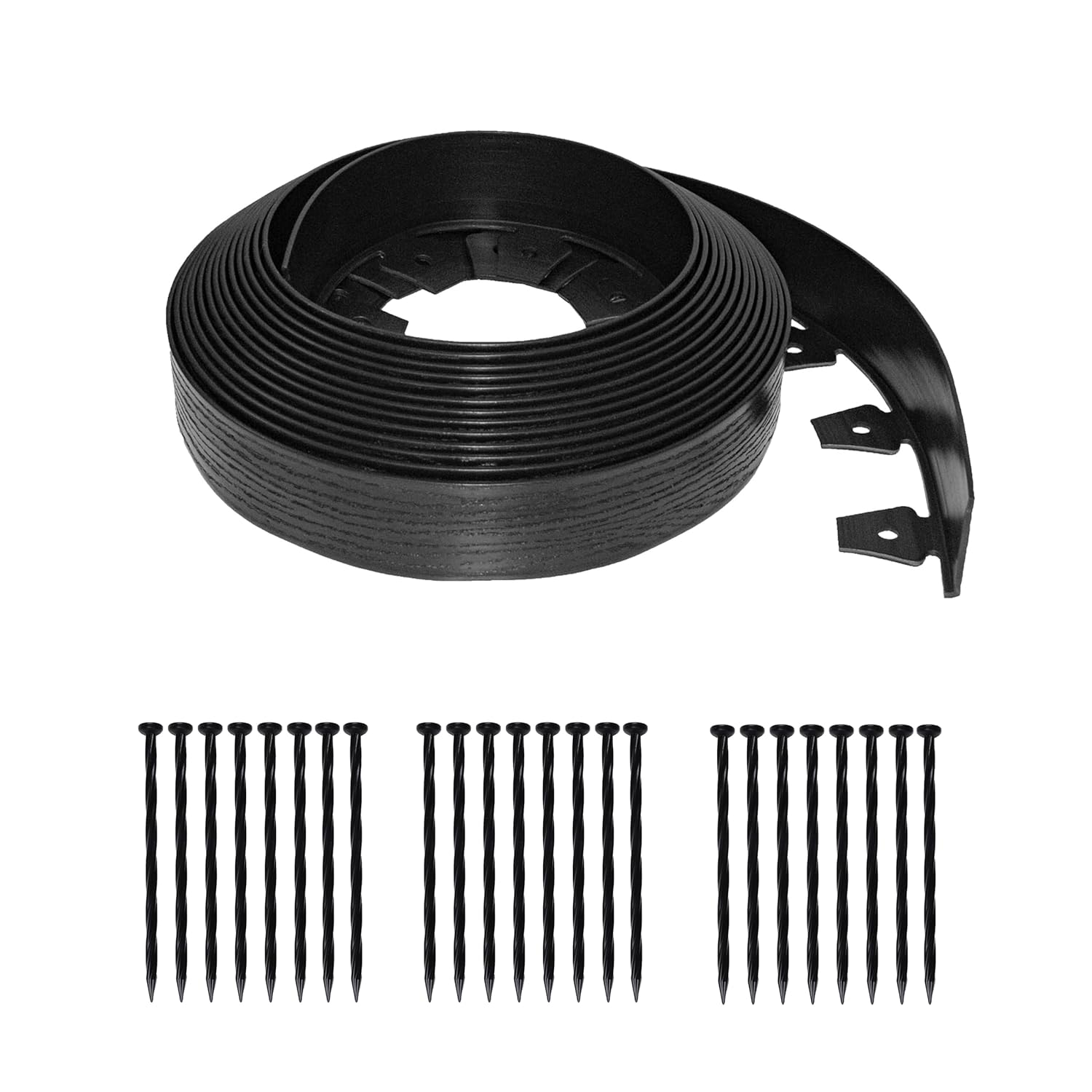 EasyFlex 3220E-40C Duvar Kenarı Kazıklı, 6,4 cm Yükseklik, Düz Üst Yüzey, Plastik, Ahşap Damarı, 10 cm, Siyah