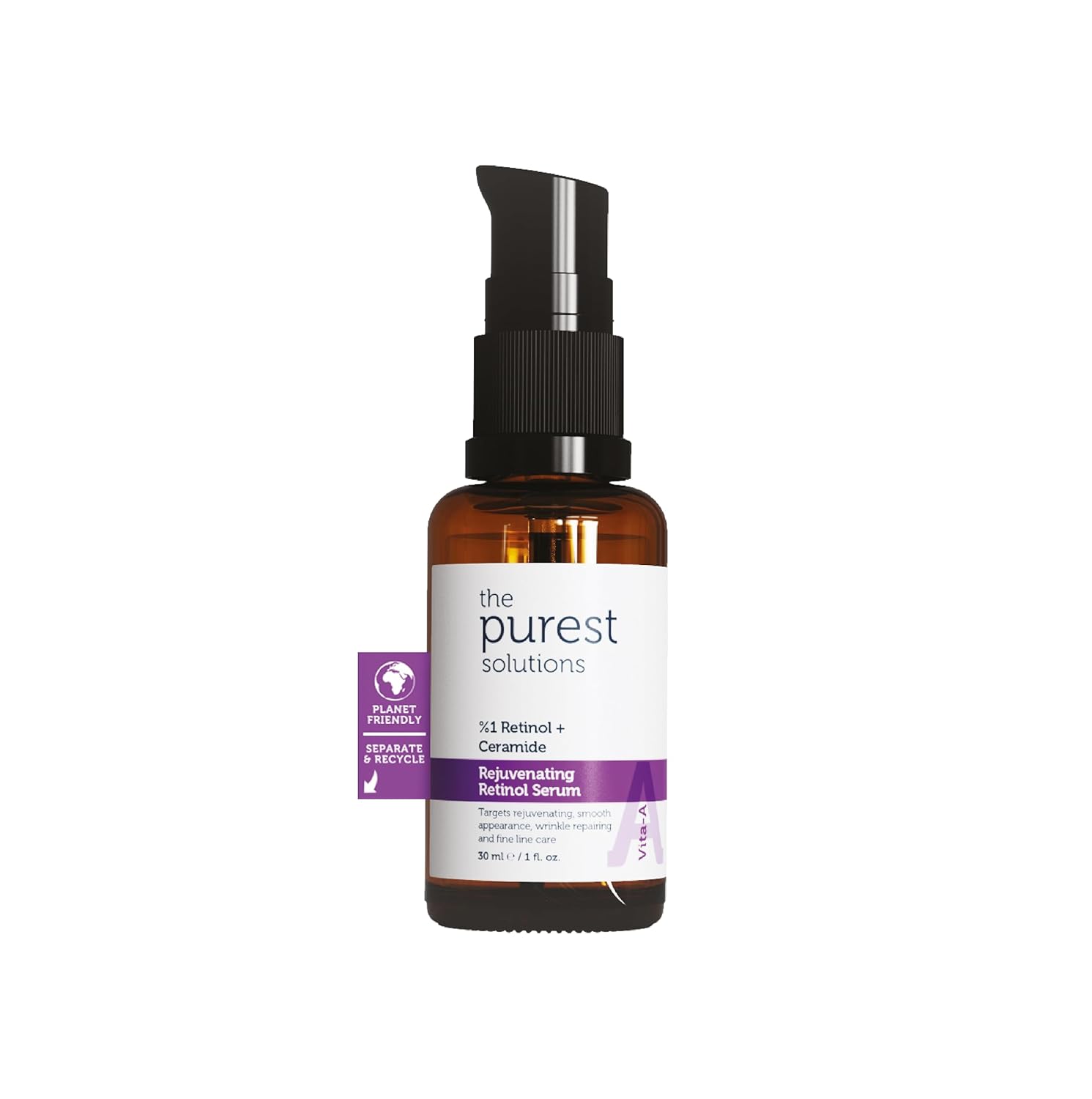 The Purest Solutions, Yaşlanma Karşıtı ve Kırışıklık Giderici, Onarıcı Retinol (A vitamini) Gece Serumu 30 ml (1% Retinol + Ceramide)