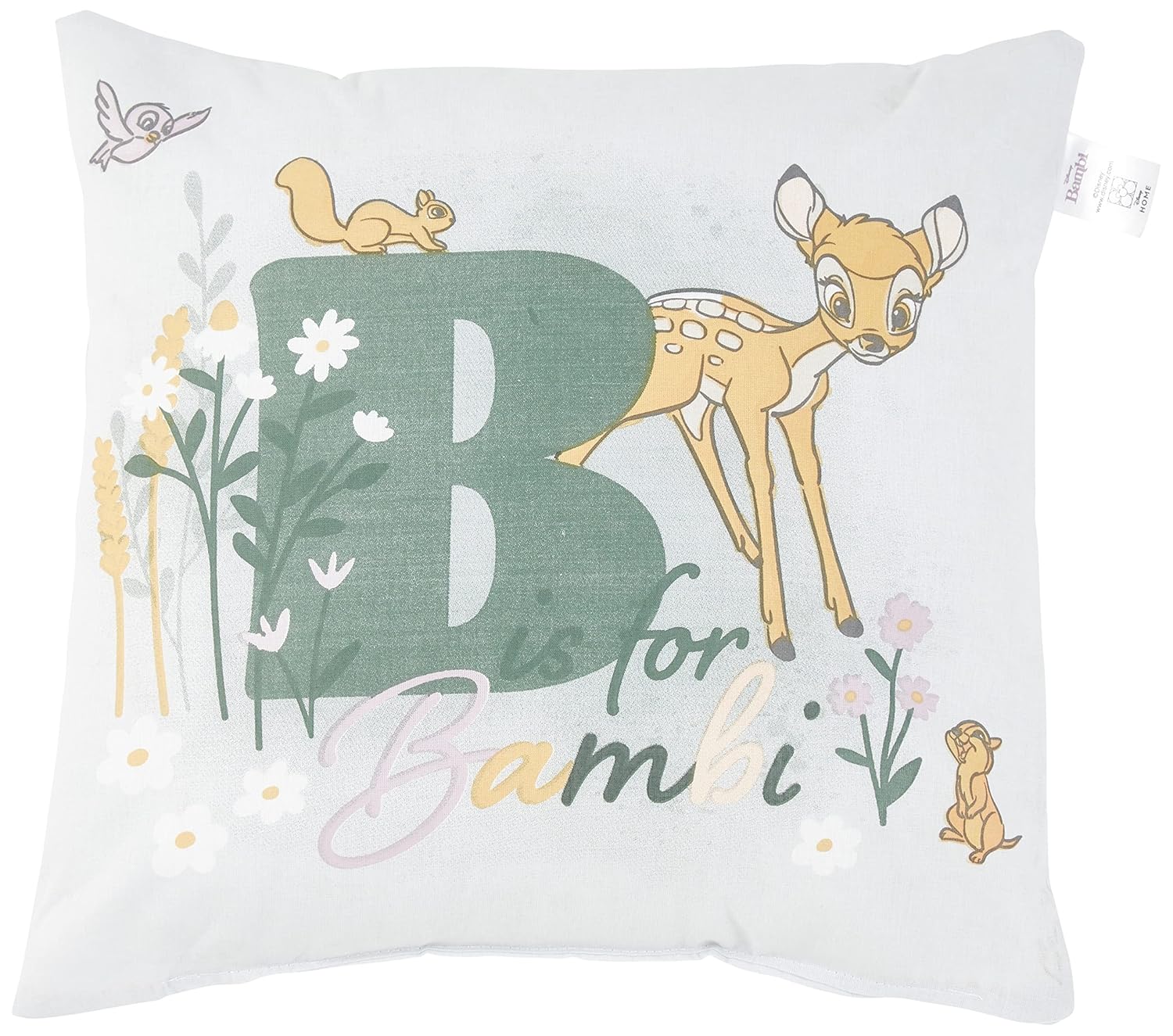 TAÇ Disney Bambi Lisanslı Karakter Baskılı Pamuk Kırlent, Çok Renkli, 40x40 cm