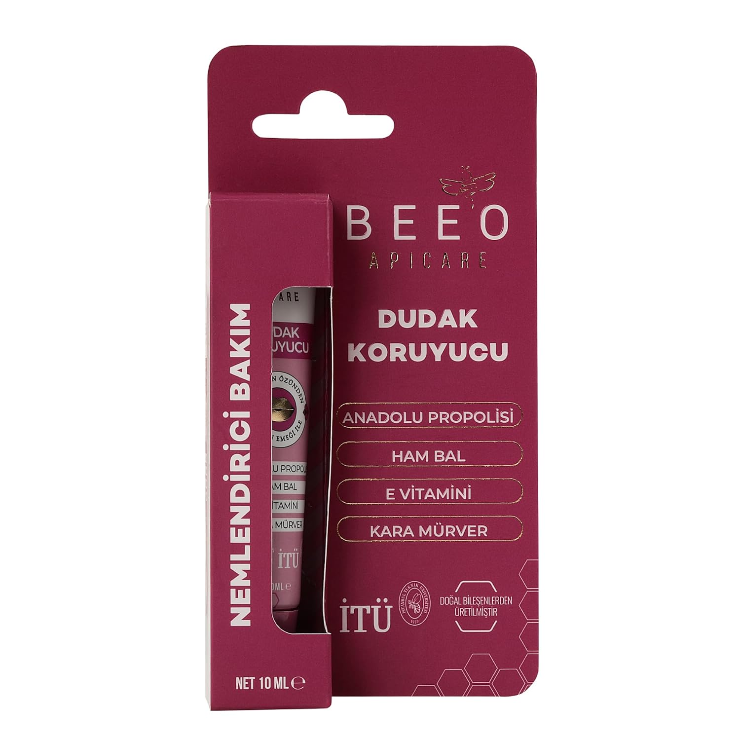 Bee'o ApiCare Propolisli Kara Mürverli Dudak Koruyucu, 10 ml
