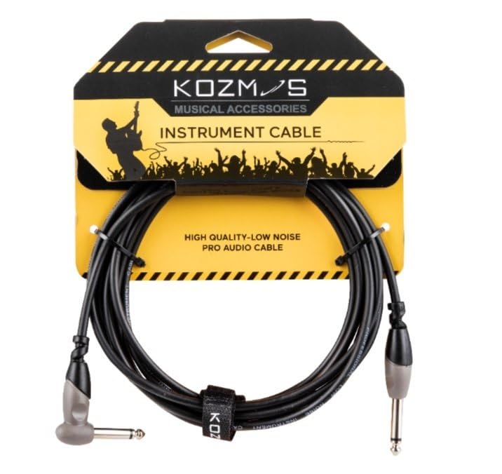 Raymond Joes KCL-156-3M Siyah-Gri 3 metre Açılı Gitar Enstrüman Kablosu Kozmos