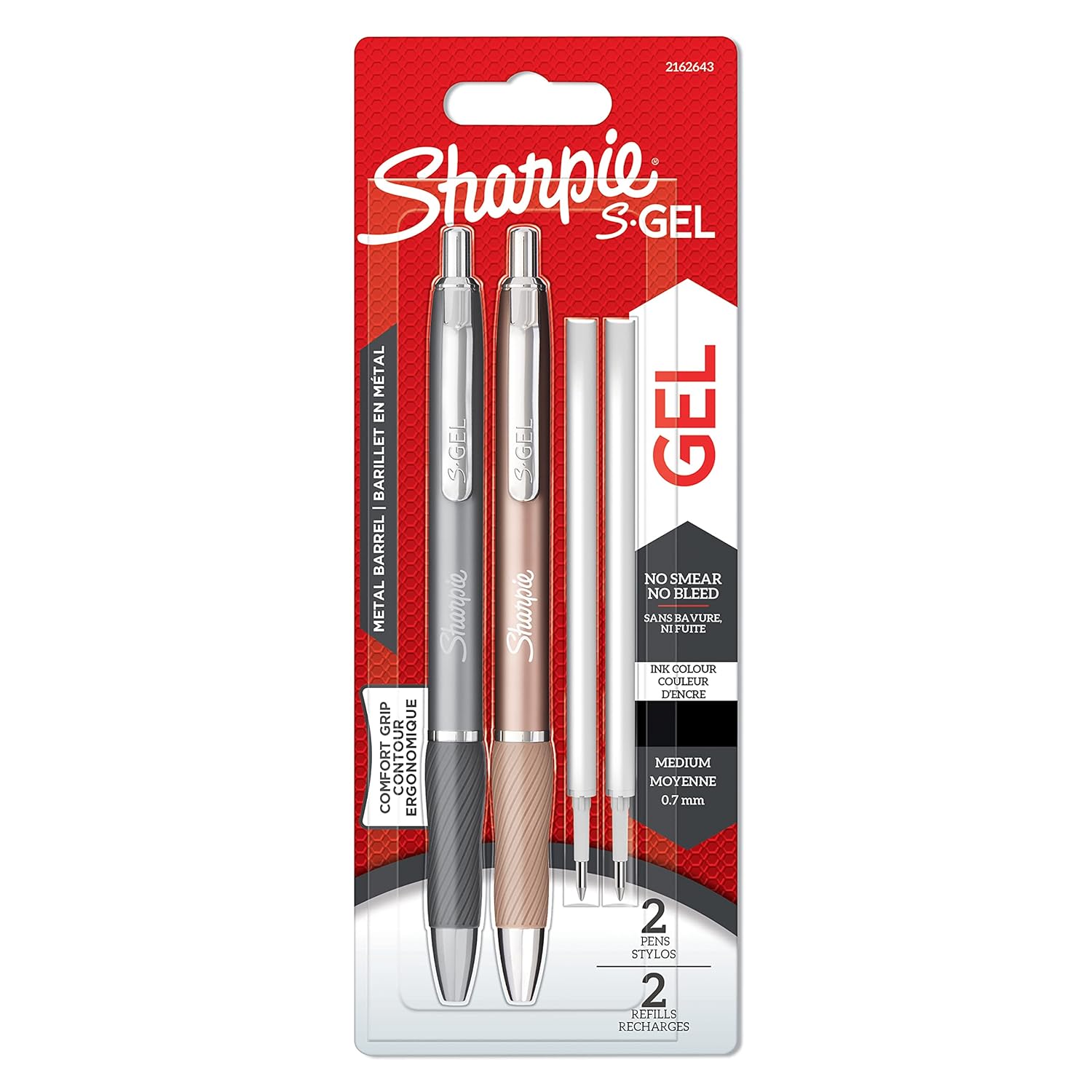 Sharpie S-Gel Metal Jel Kalem, 0,7 mm Uç, Metal Gri & Bronz 2'li Paket, Siyah Mürekkep
