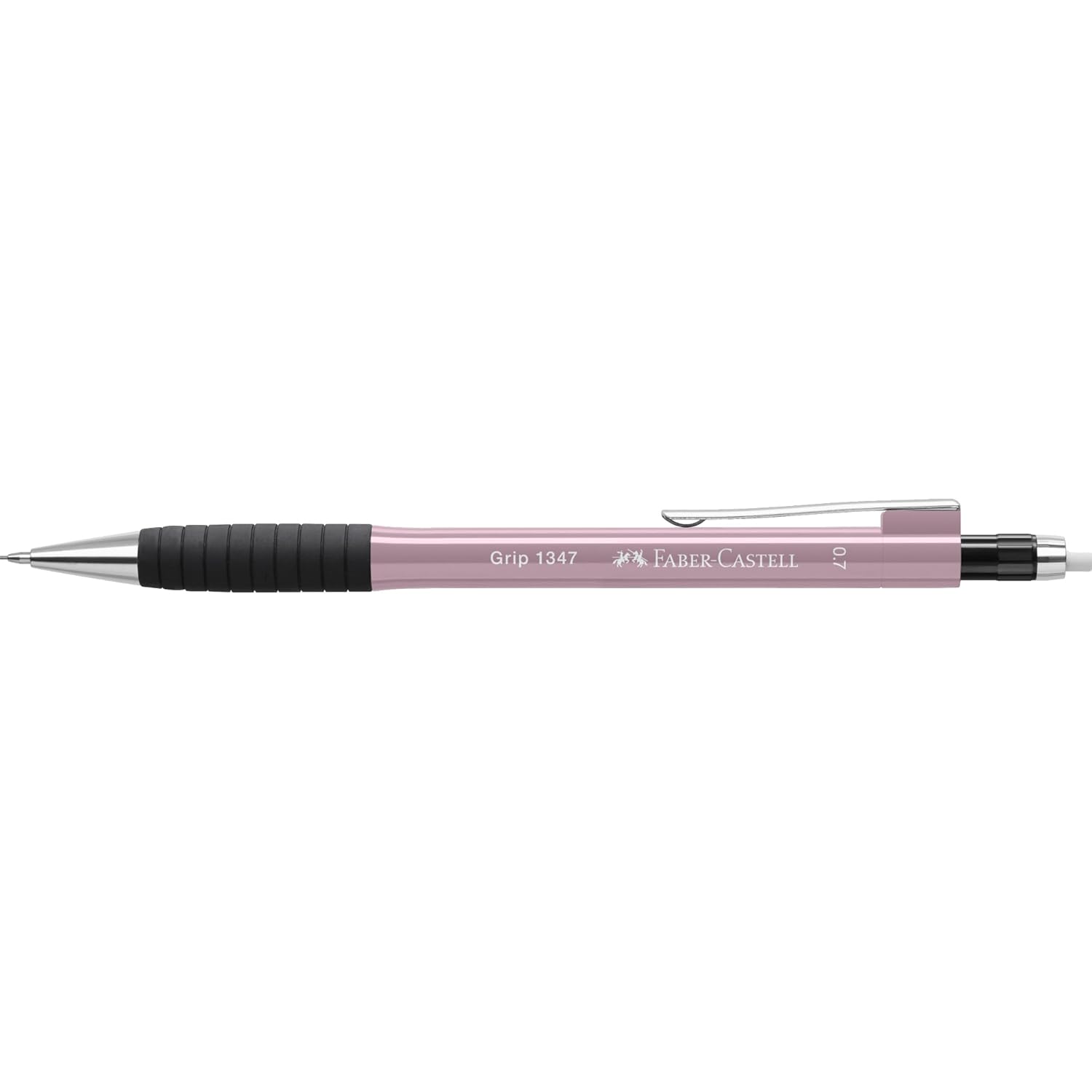Faber-Castell Grip 1345/47 Versatil Kalem, 0.7 mm, Pembe, Ergonomik Tutuş, Yaylı Uç, Uzun Silgi, Modern Tasarım