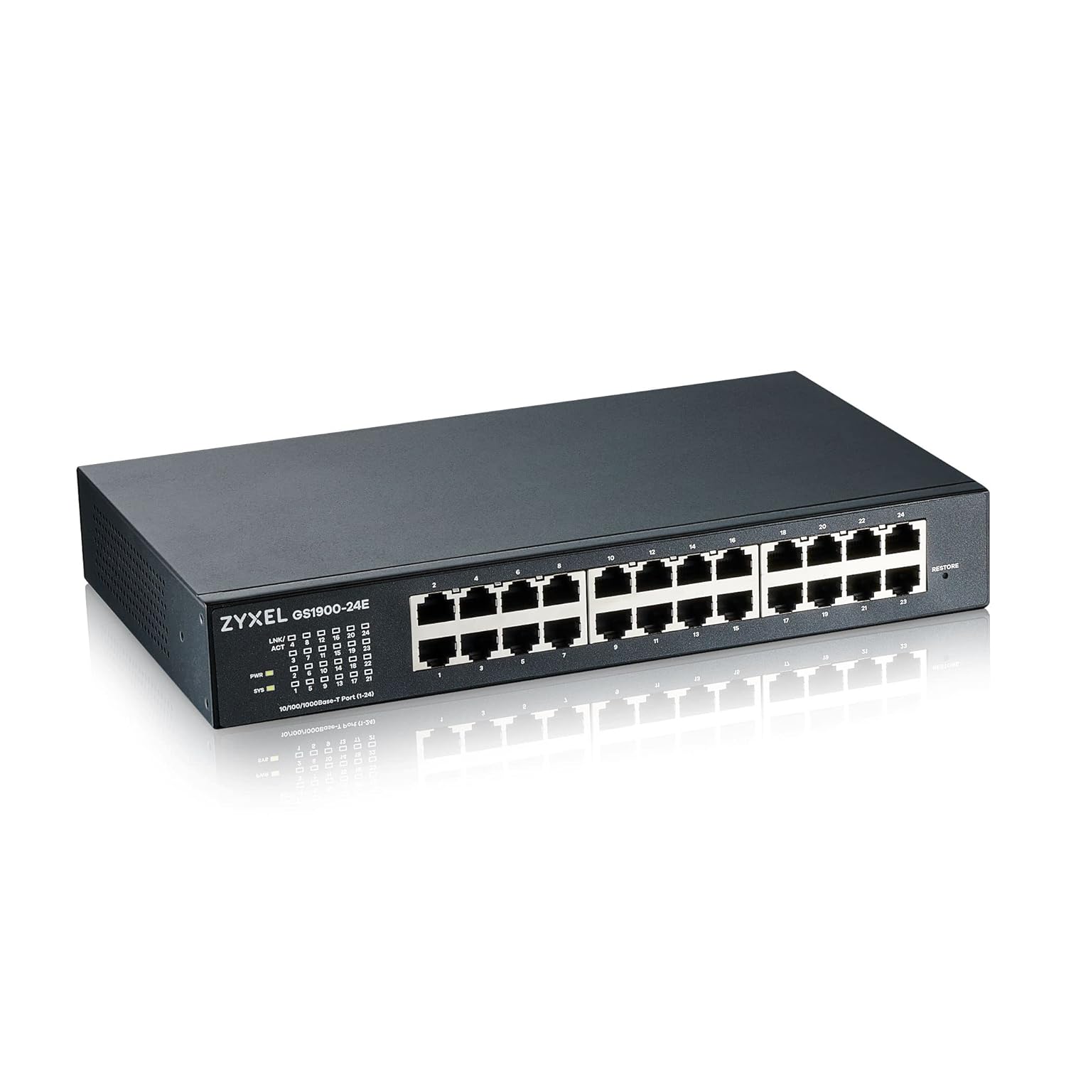 Zyxel 24-Port 10/100/1000 Gigabit Switch | Smartmanaged | Masaüstü / Raf Tipi ve Fansız | VLAN, IGMP, QoS [GS1900-24E]