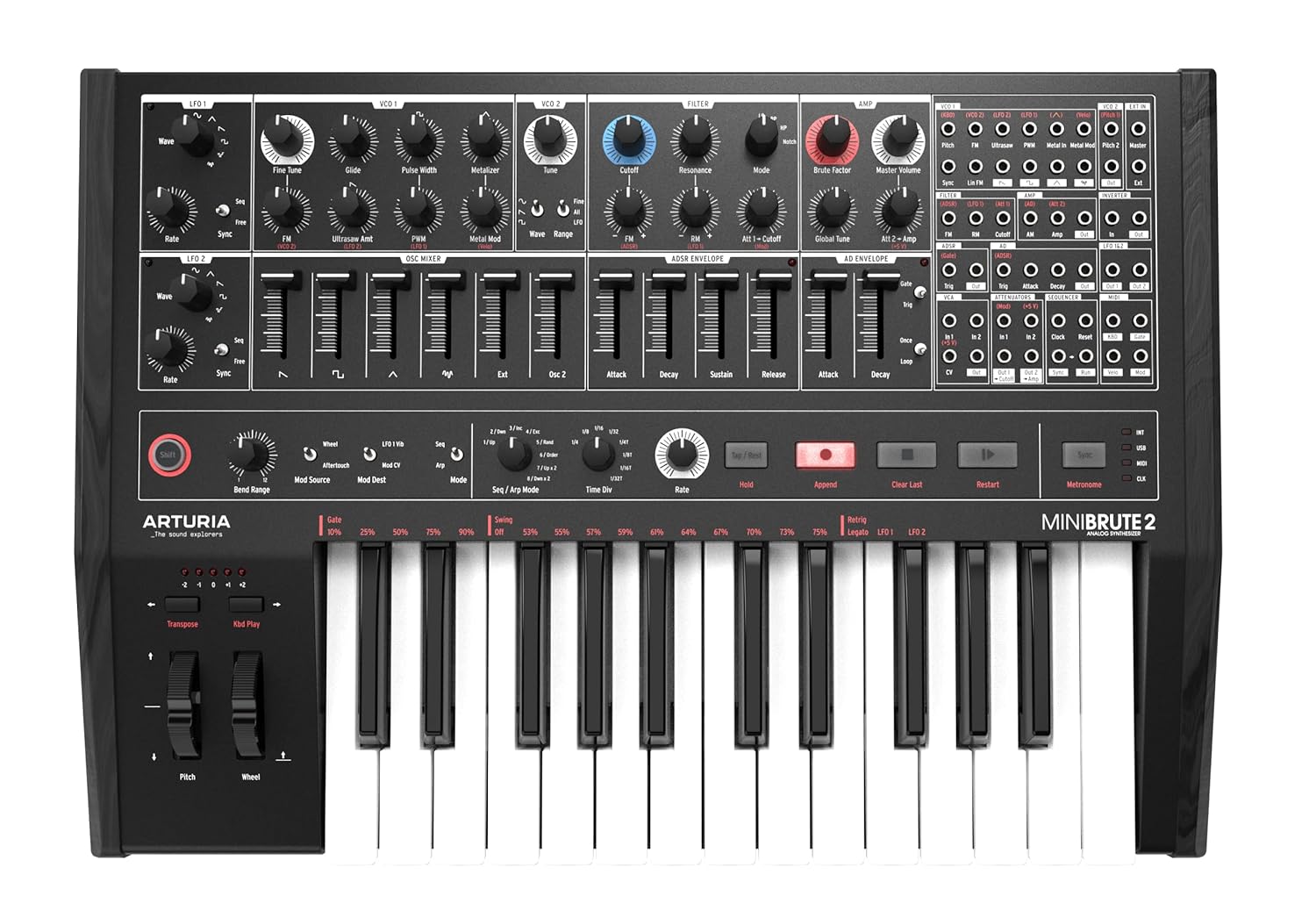 Arturia MiniBrute 2 Yarı Modüler Analog Synthesizer - Noir Edition