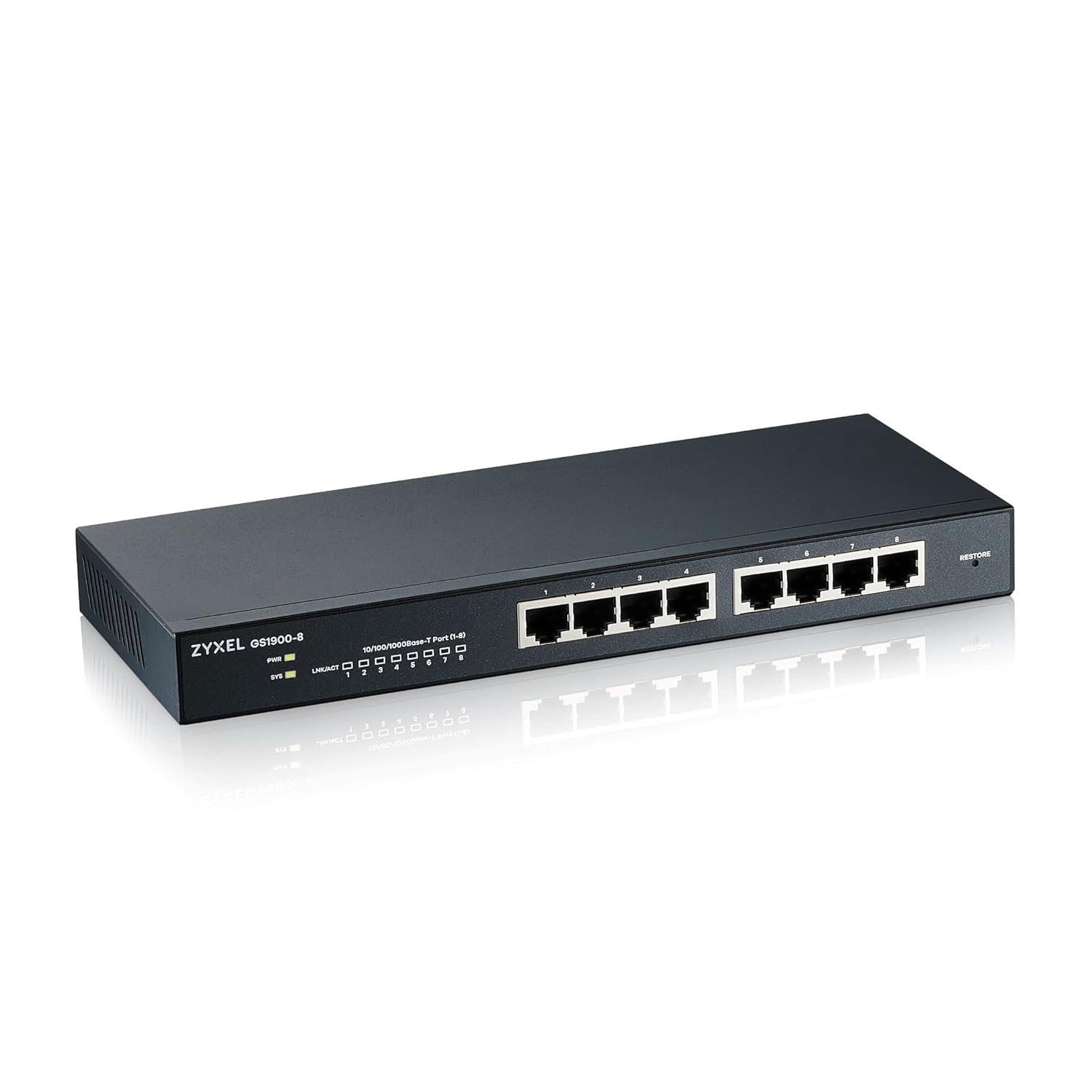 Zyxel 8 Bağlantı Noktalı 10/100/1000 Gigabit Switch | Smartmanaged | Masaüstü/Duvar Tipi ve Fansız | VLAN, IGMP, QoS [GS1900-8]