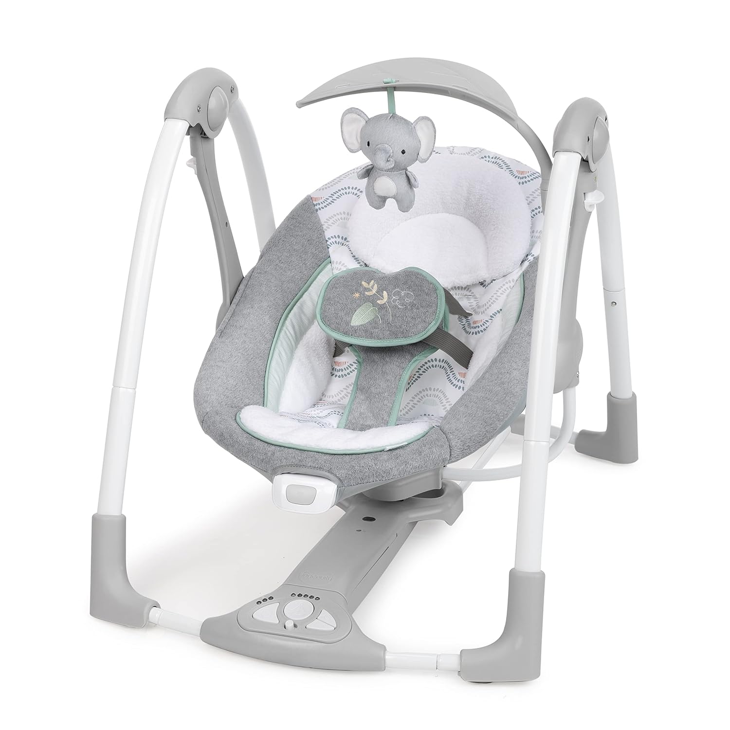 Ingenuity ConvertMe 2'si 1 Arada Kompakt Taşınabilir Otomatik Bebek Salıncağı ve Bebek Koltuğu, Pil Tasarrufu Sağlayan Titreşimler, Doğa Sesleri, 0-9 Ay 3-9 kg (Swell)