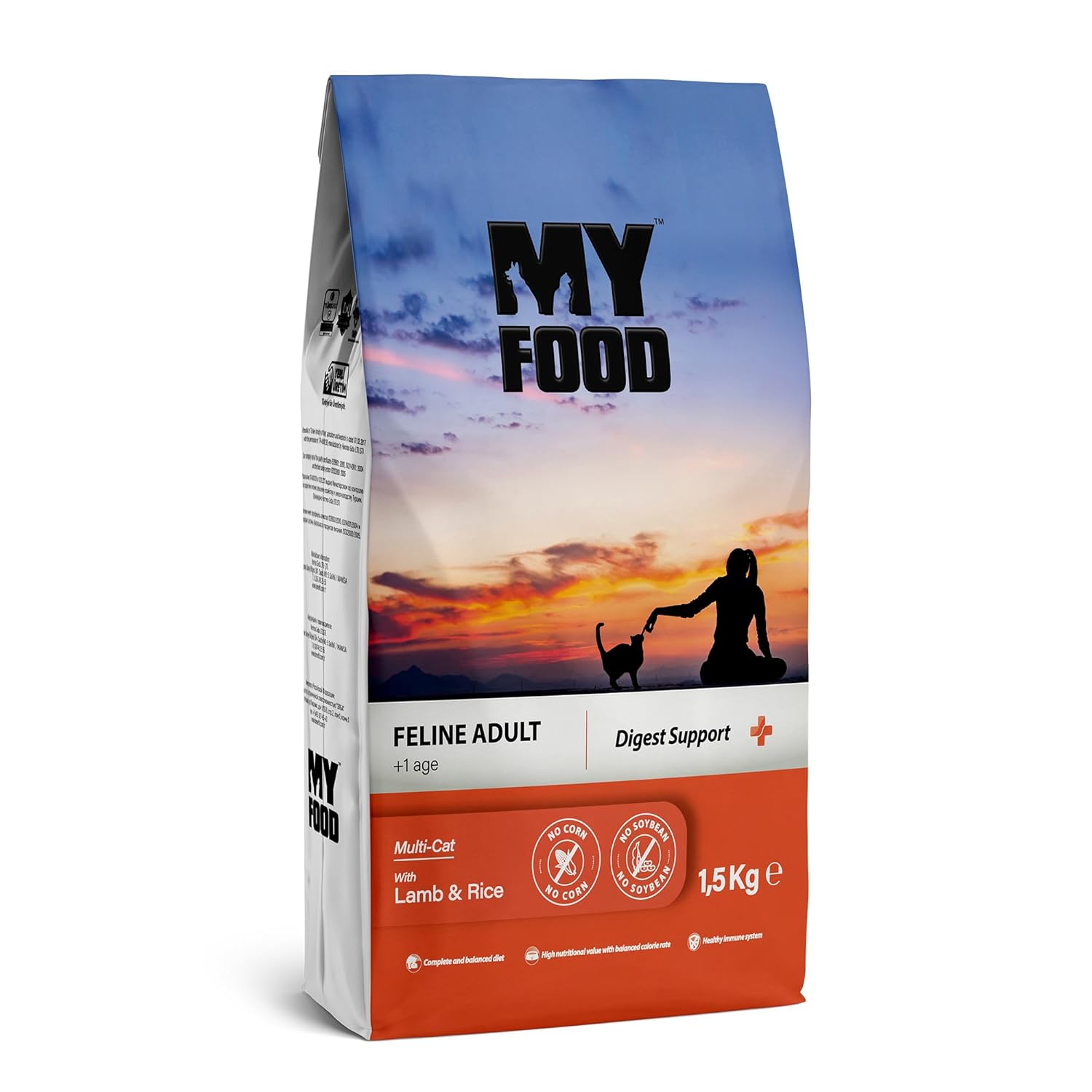 MyFood Sindirim Destekli Kuzu ve Pirinçli Yetişkin Kedi Maması 1,5 Kg