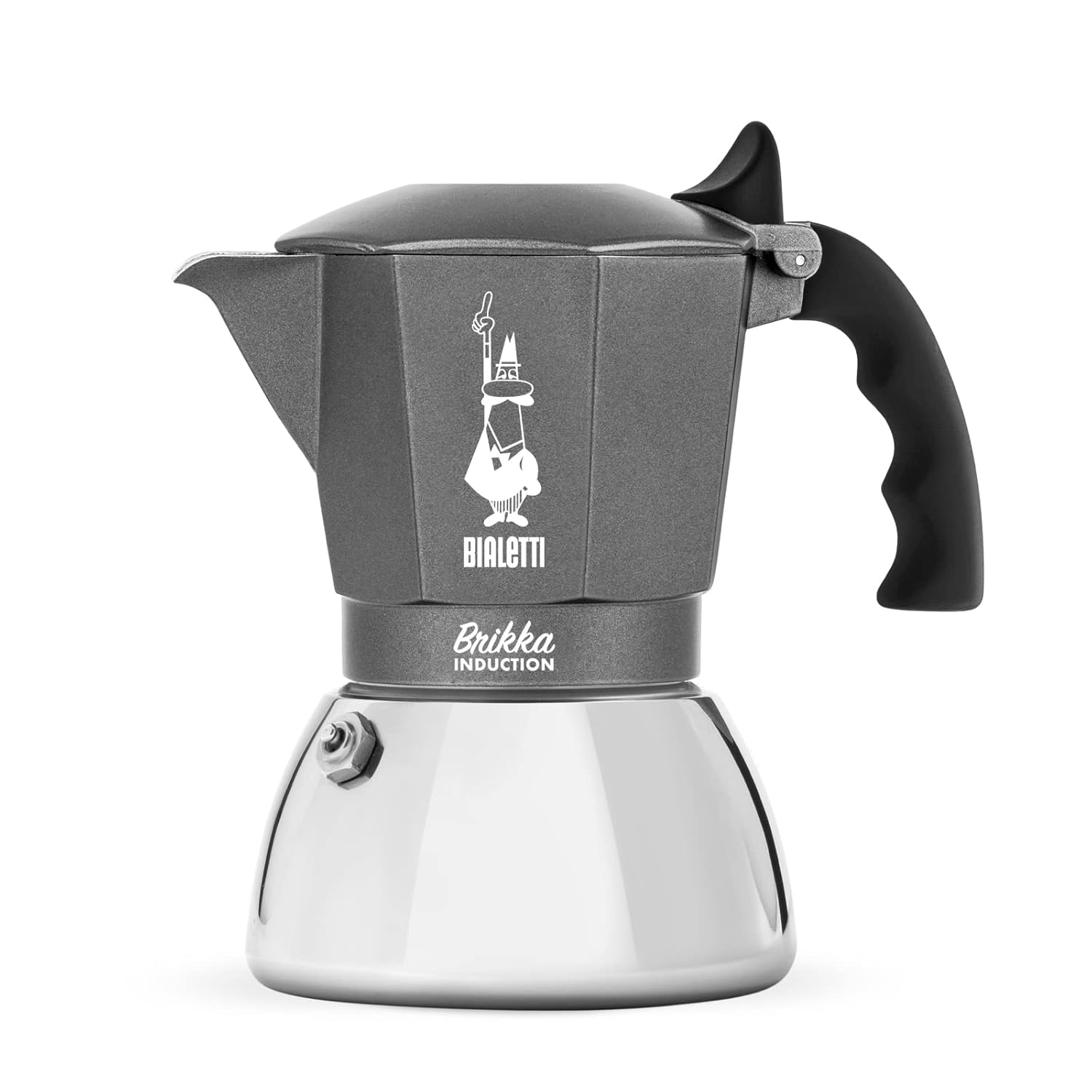 Bialetti - Brikka İndüksiyon: 4 Cups Ocak Üstü Bol Köpüklü Espresso Pişirici - 170ml - Alt Hazne: Dış Paslanmaz Çelik İç Alüminyum - Patentli Güvenlik Valfi - İndüksiyon Ocak Türleri İçin Uygundur