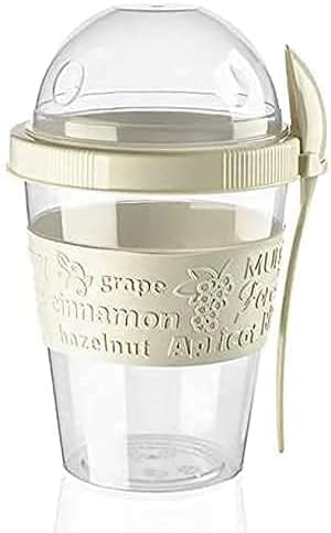 Take'n Go Kapaklı Kaşıklı Yoğurt ve Diyet Kabı 600 Ml (Beyaz)