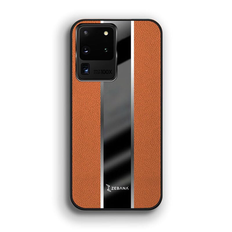 Zebana Samsung Galaxy S20 Ultra ile Uyumlu Kılıf Zebana Premium Deri Kılıf Kahverengi