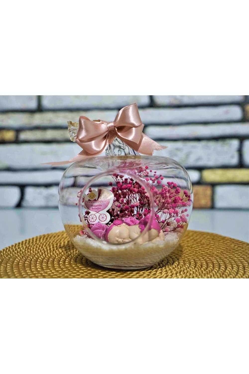 EBA ÇİÇEK MİNİ ELMA UYUYAN KIZ BEBEK-YENİ DOĞAN-BEBEK HEDİYESİ TERARYUM EBA-477