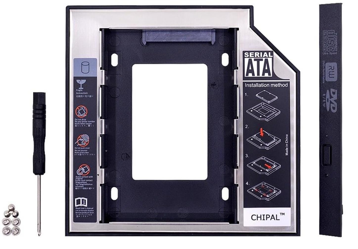 Ancheyn Harddisk Kutusu 9.5mm Slim Kızak Caddy Laptop DVD to SSD HDD Sata 4716