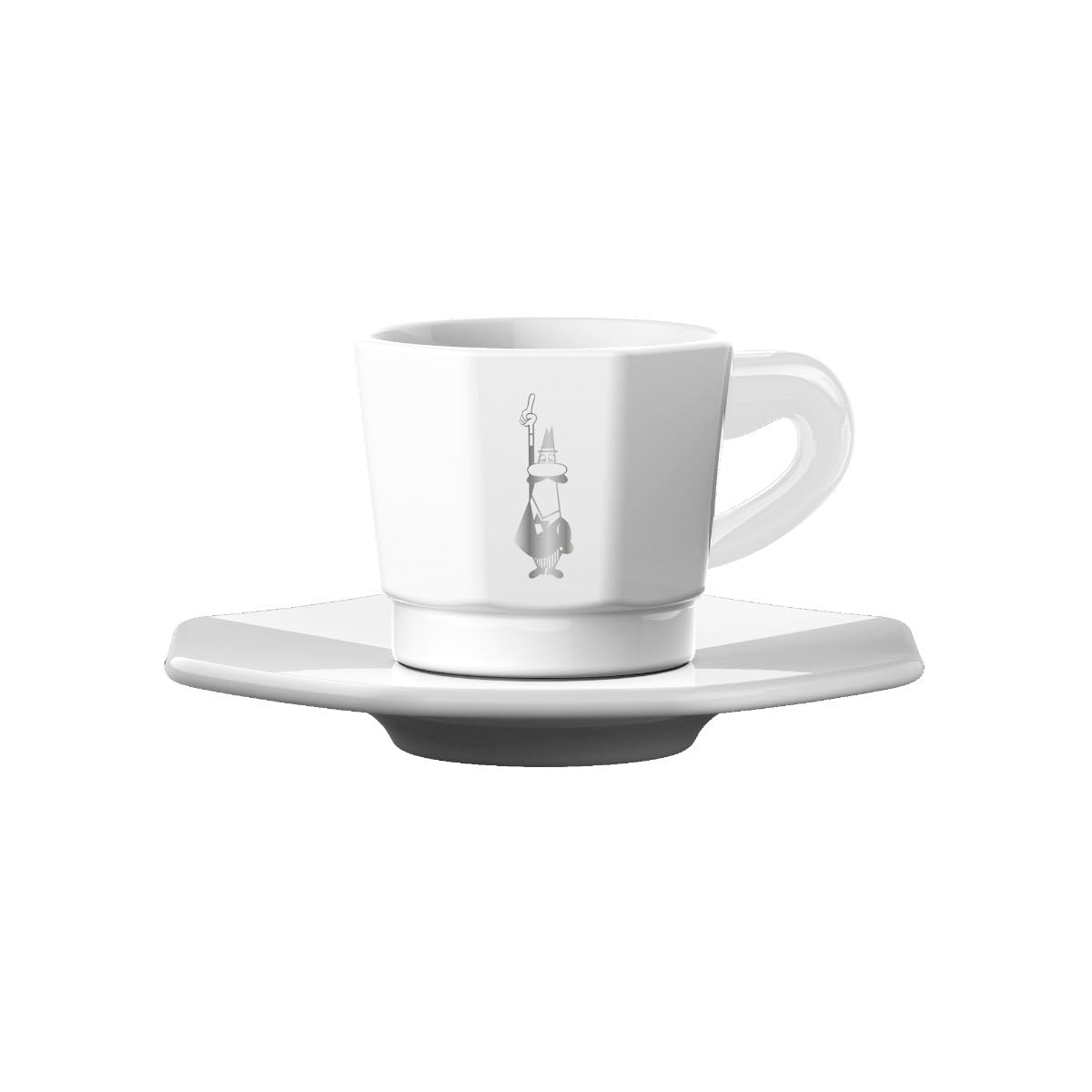 Bialetti - 4'lü Espresso Fincan Seti - Sekizgen Tasarım - Beyaz Renk - Porselen