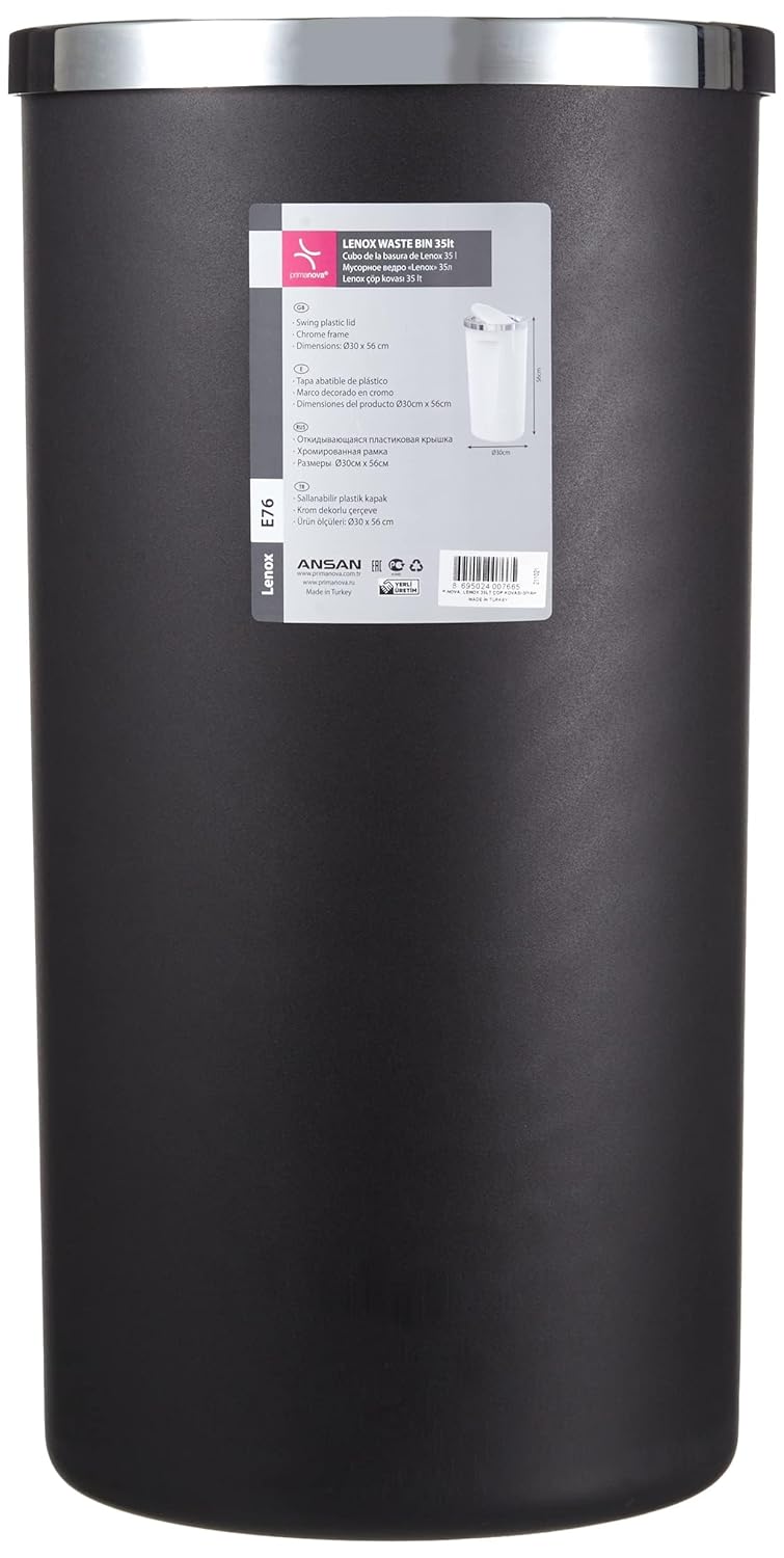 Primanova Lenox Siyah 35 lt Çöp Kovası M-E76-06