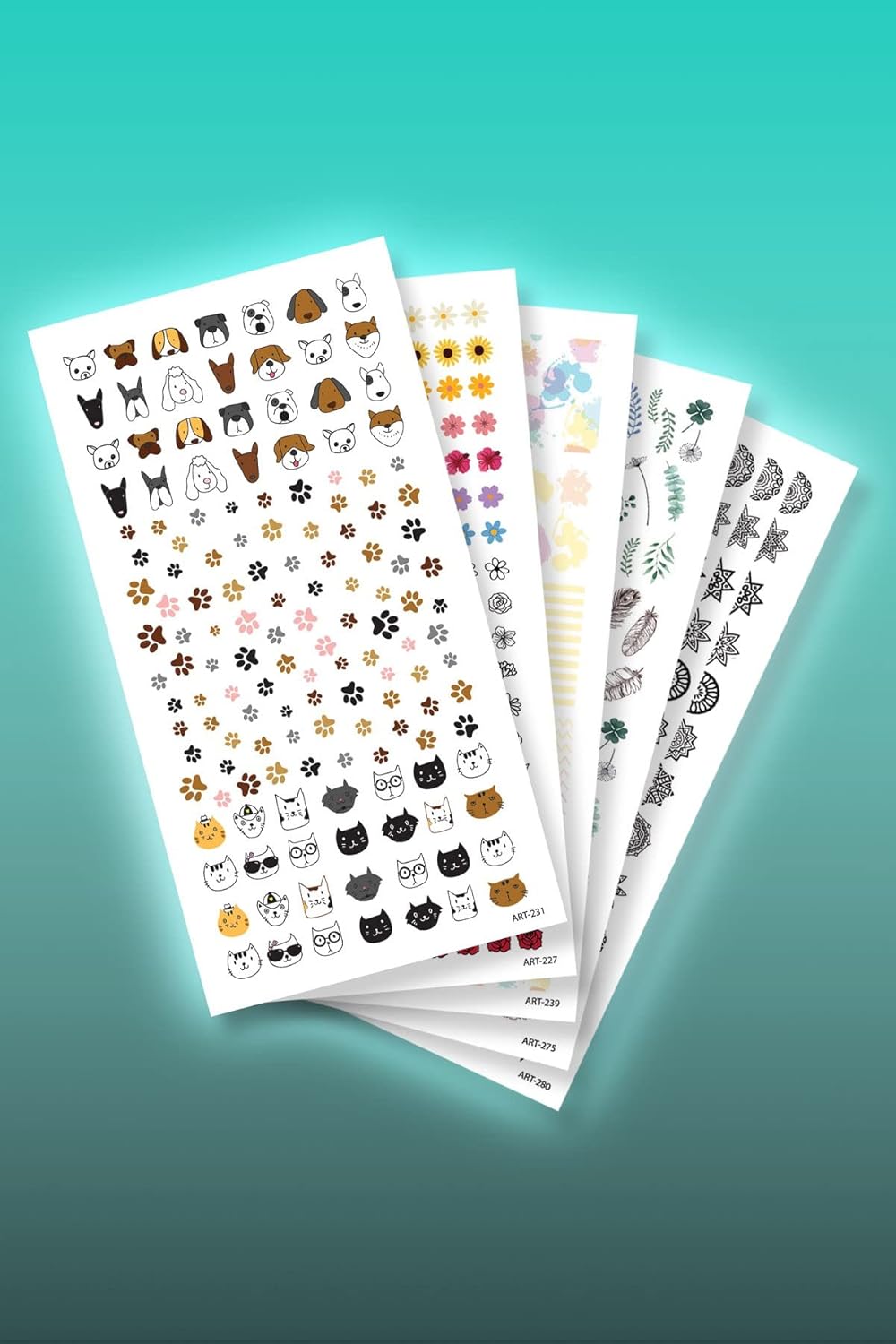 ARTİKEL 5'li Tırnak Dövmesi Seti, Tırnak Sticker Seti, Nail Art, Tattoo