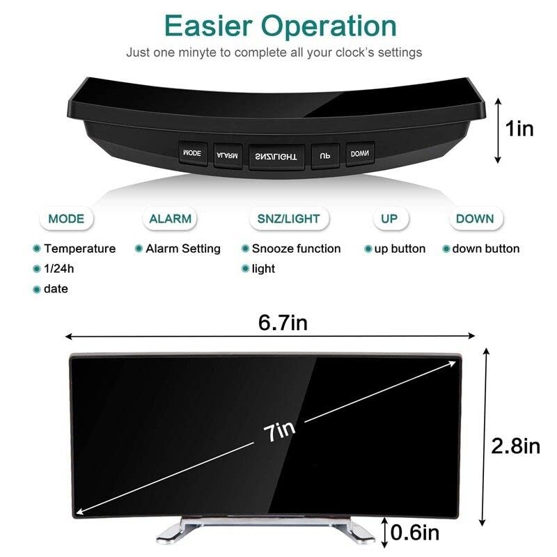 Valkyrie Alarmlı LED Dereceli Curved Dijital Masa Saati