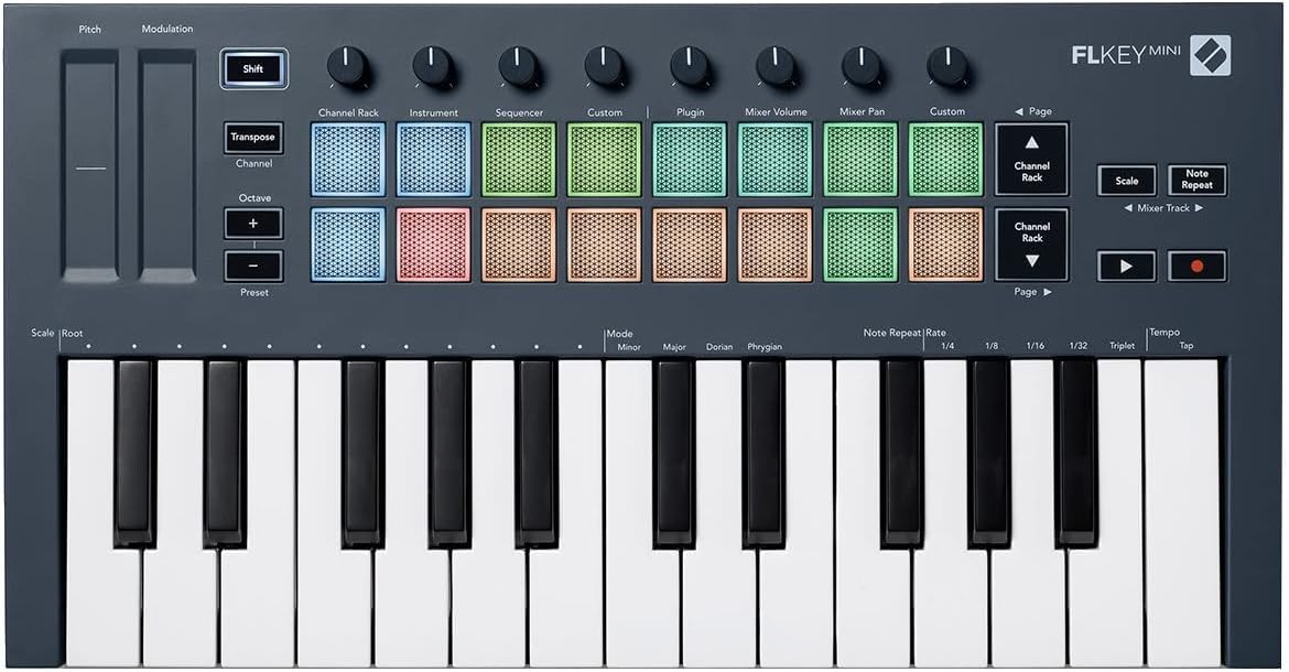 Novation FLkey Mini — Taşınabilir 25 Tuşlu, USB, Müzik Prodüksiyonu için FL Studio Entegrasyonlu MIDI Klavye Denetleyicisi