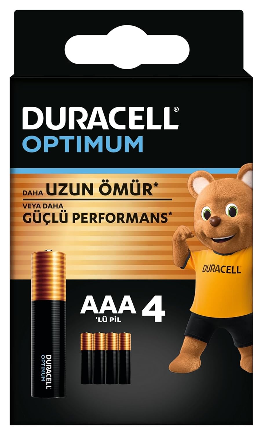 Duracell Optimum AAA İnce Kalem Alkalin Pil, 4’lü Paket, 1.5V, Saklama Paketi - LR03 MX2400