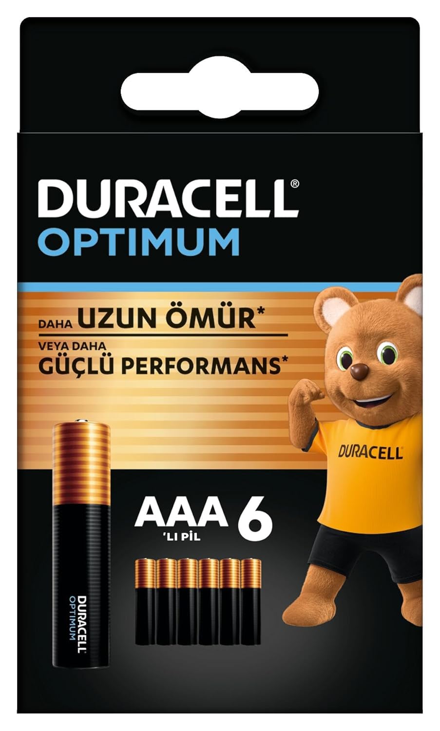 Duracell Optimum AAA İnce Kalem Pil (6’lı Paket) - Alkalin Pil 1,5V - Pil Saklama Paketi - LR03 MX2400
