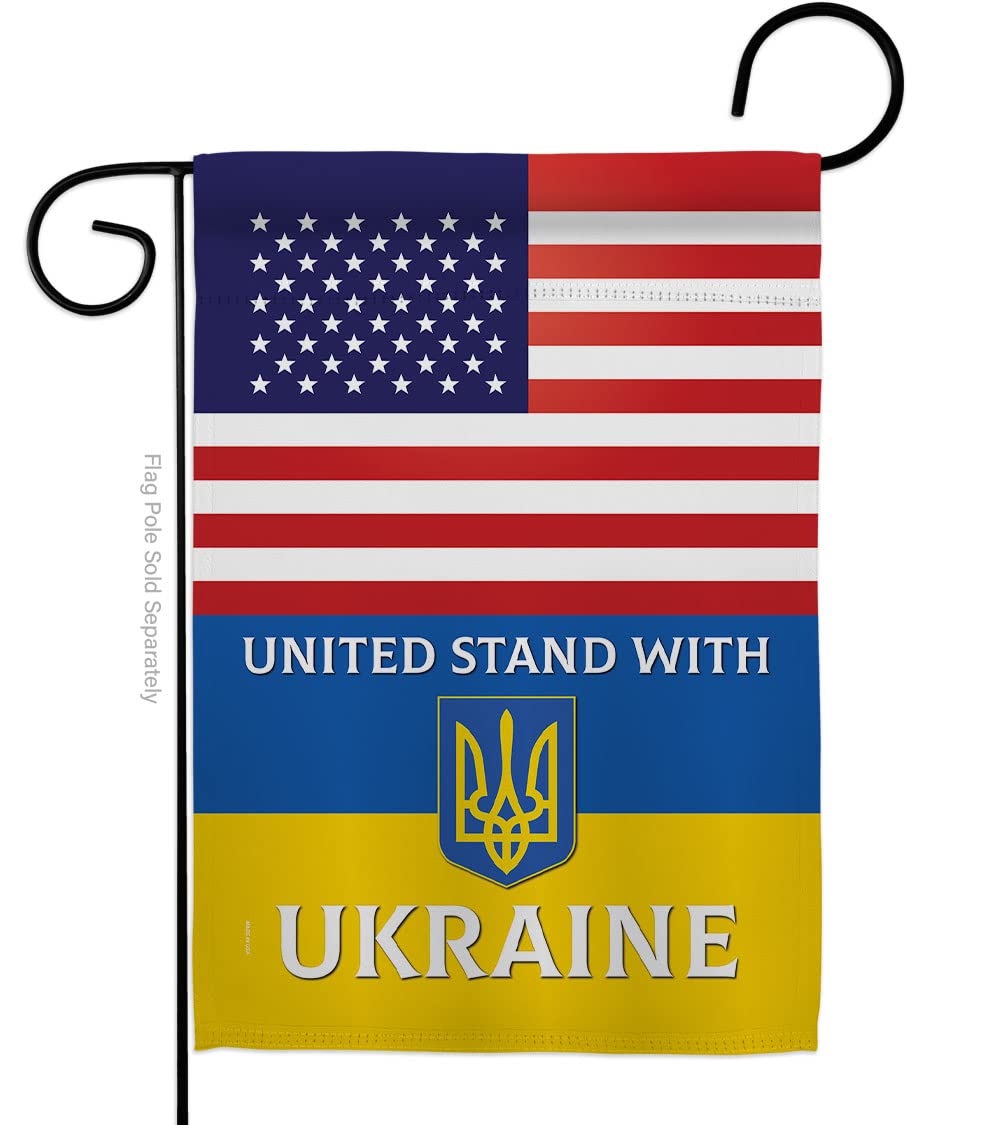 Americana Home & Garden Ukrayna Bahçe Bayraklı ABD Standı Bölgesel Dostluk Amerikan İttifakı Dünya Ülke Özel Alan Ev Dekorasyonu Afiş Küçük Bahçe Hediyesi Çift Taraflı, ABD'de Üretilmiştir