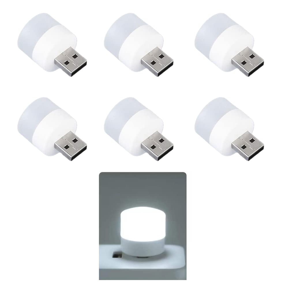 BTOSEP Mini LED lambalar, okuma ışığı, 6 parçalı taşınabilir mini USB gece lambası, mobil LED, bebek uykusu, mobil şarj lambaları için küçük yuvarlak ışıklar