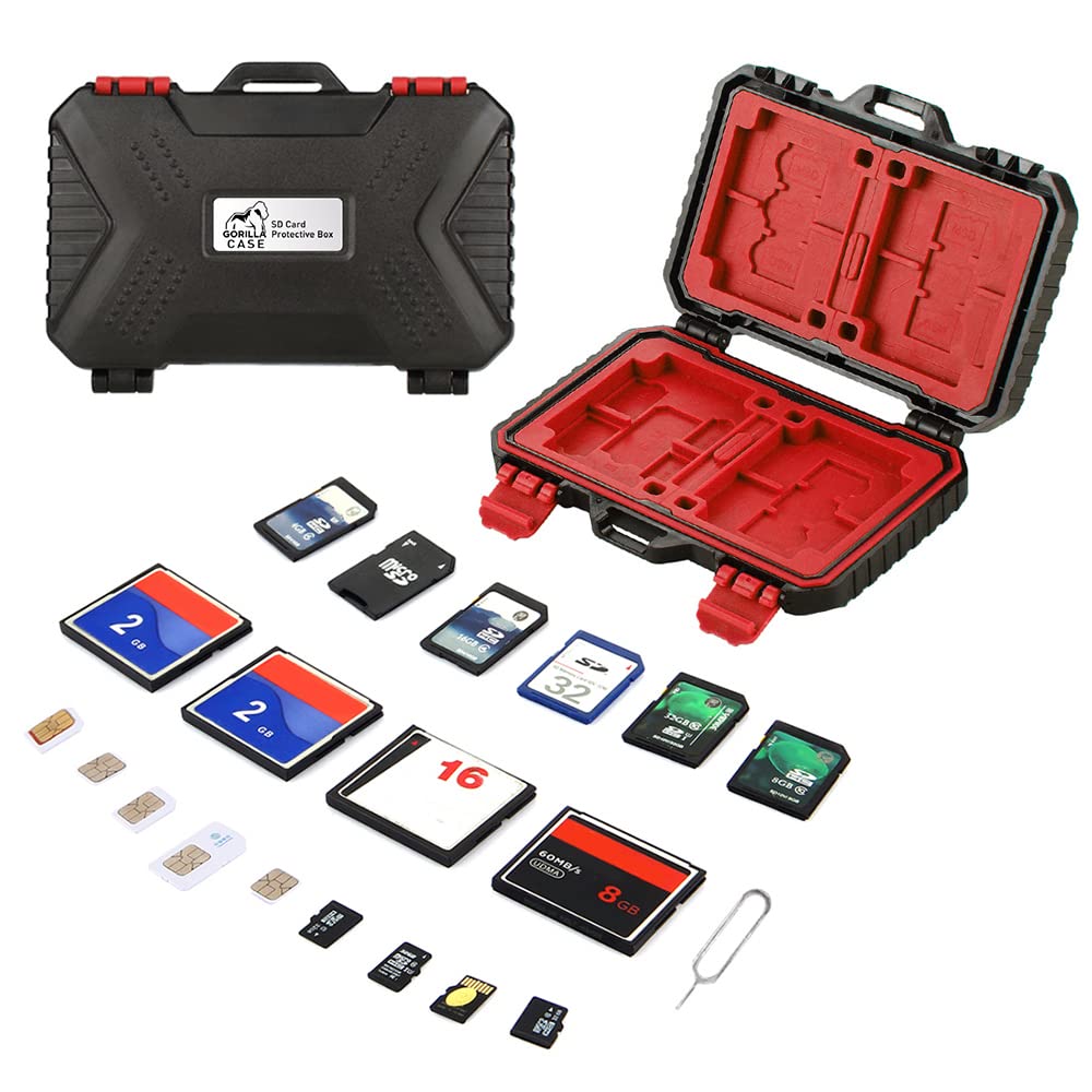 Gorilla Case 24 Slot Çoklu Hafıza Kartı ve Micro Sd Kart Taşıma Çantası Micro SD Kart Kutusu (Kırmızı)