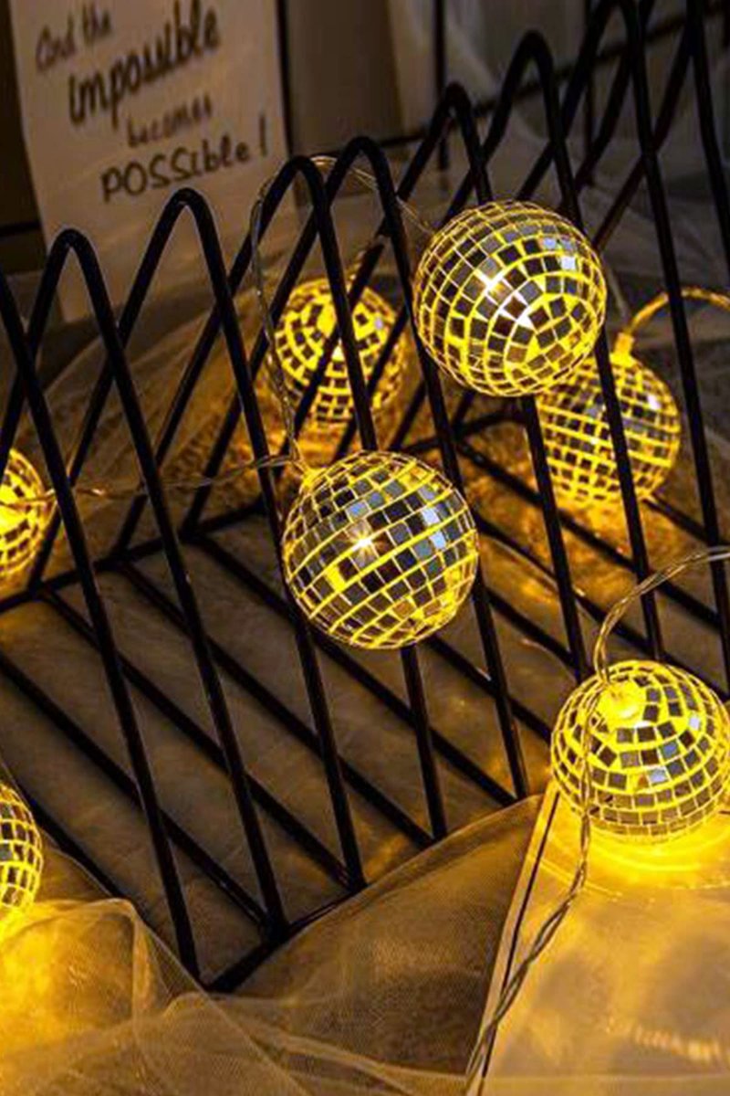 Mobee Mini Disco Topu Şeklinde Dekoratif Pilli Led Zinciri 10 Lu 1430