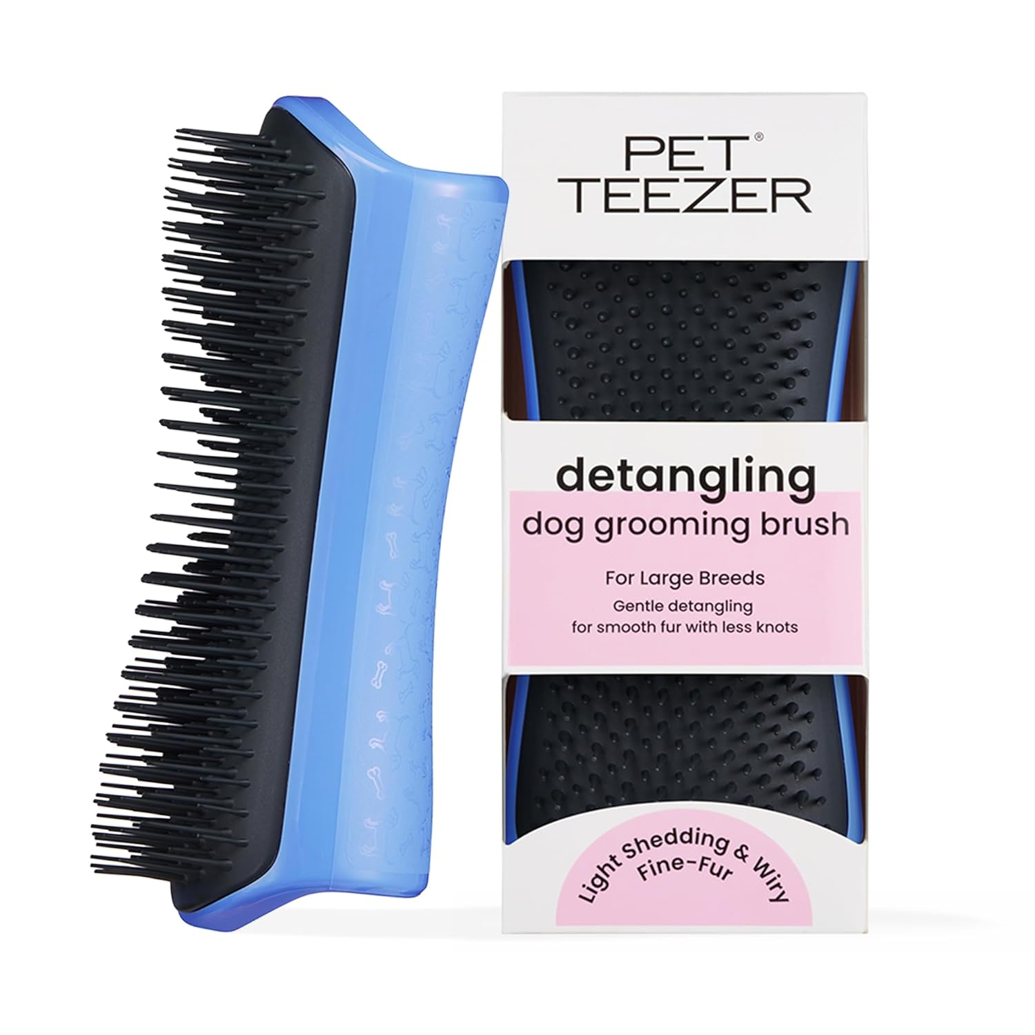 Tangle Teezer | Pet Teezer | Çözücü ve Köpek Bakım Fırçası | Kuru Fırça veya Köpek Banyo Fırçası | Peygamber Çiçeği Mavisi