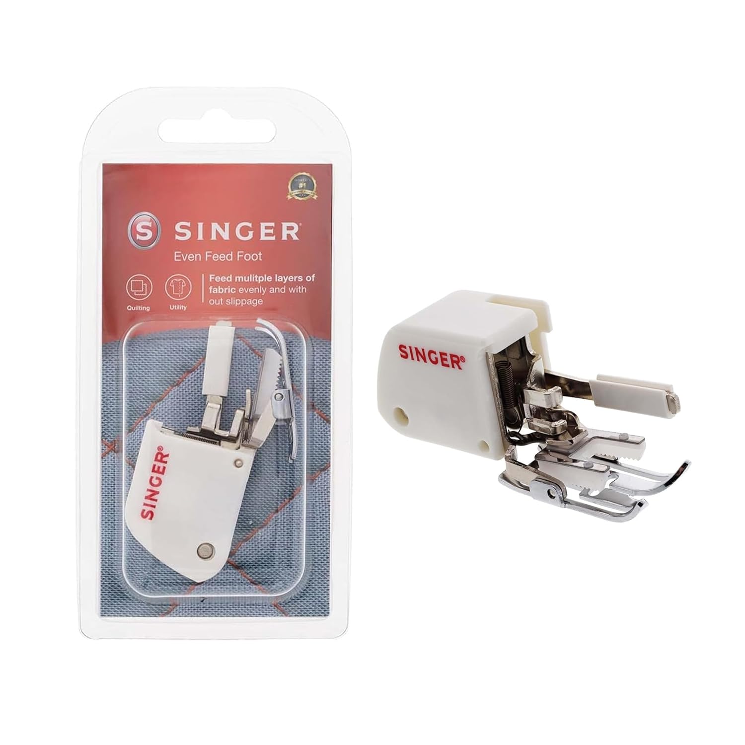 SINGER | Even Feed Walking Baskı Ayağı - Çatal, Çizgili ve Ekose Eşleştirmek için Mükemmel, Kapitone ve Hav Kumaşlı Dikiş