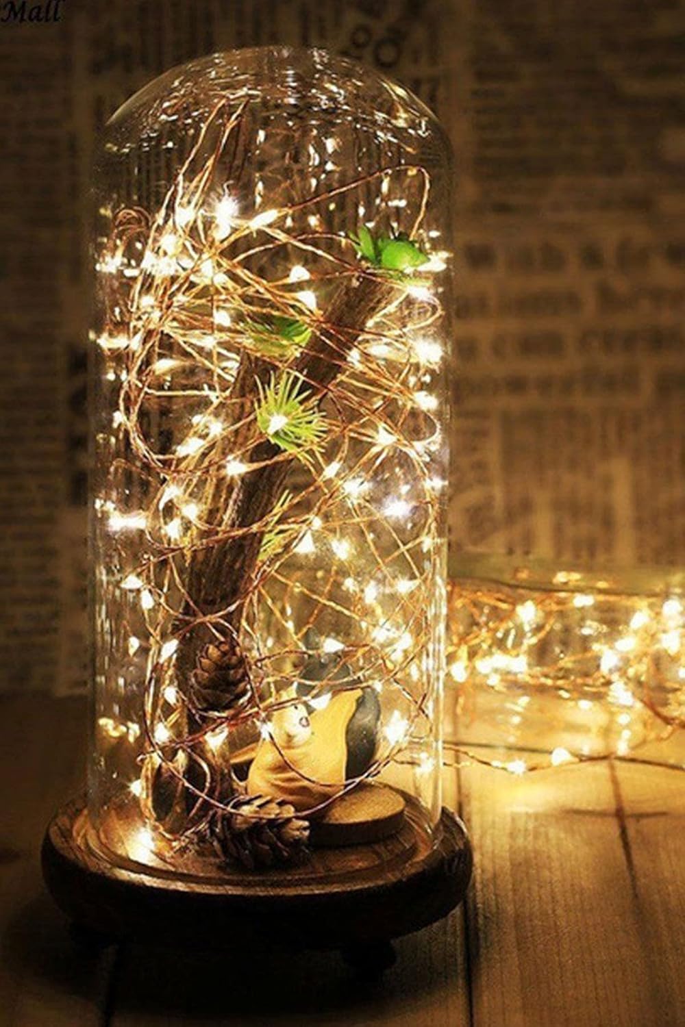 Şeffaf Kablolu Gün Işığı Sarı Renk Pilli Peri Led Işık 5 Metre