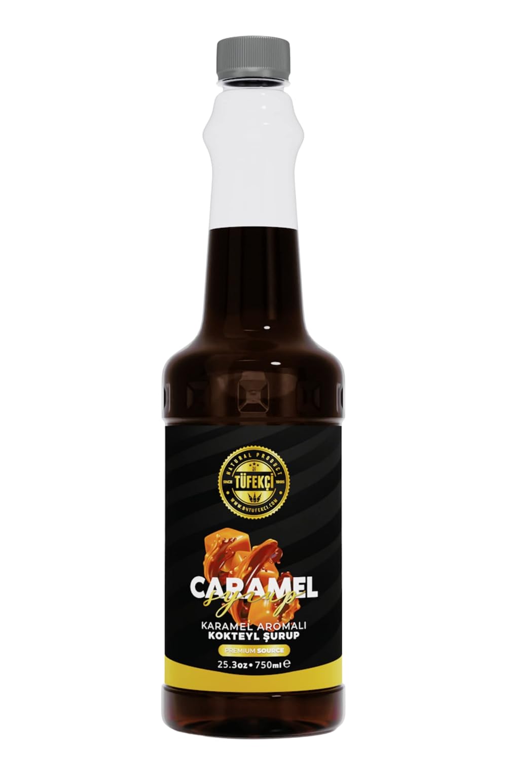 By Tüfekçi Gourmet Series Karamel Aromalı Şurup 750 ml – Kahve, Pasta, Tatlı, Kokteyl için, Gerçek Pancar Şekeri, Doğal Aroma