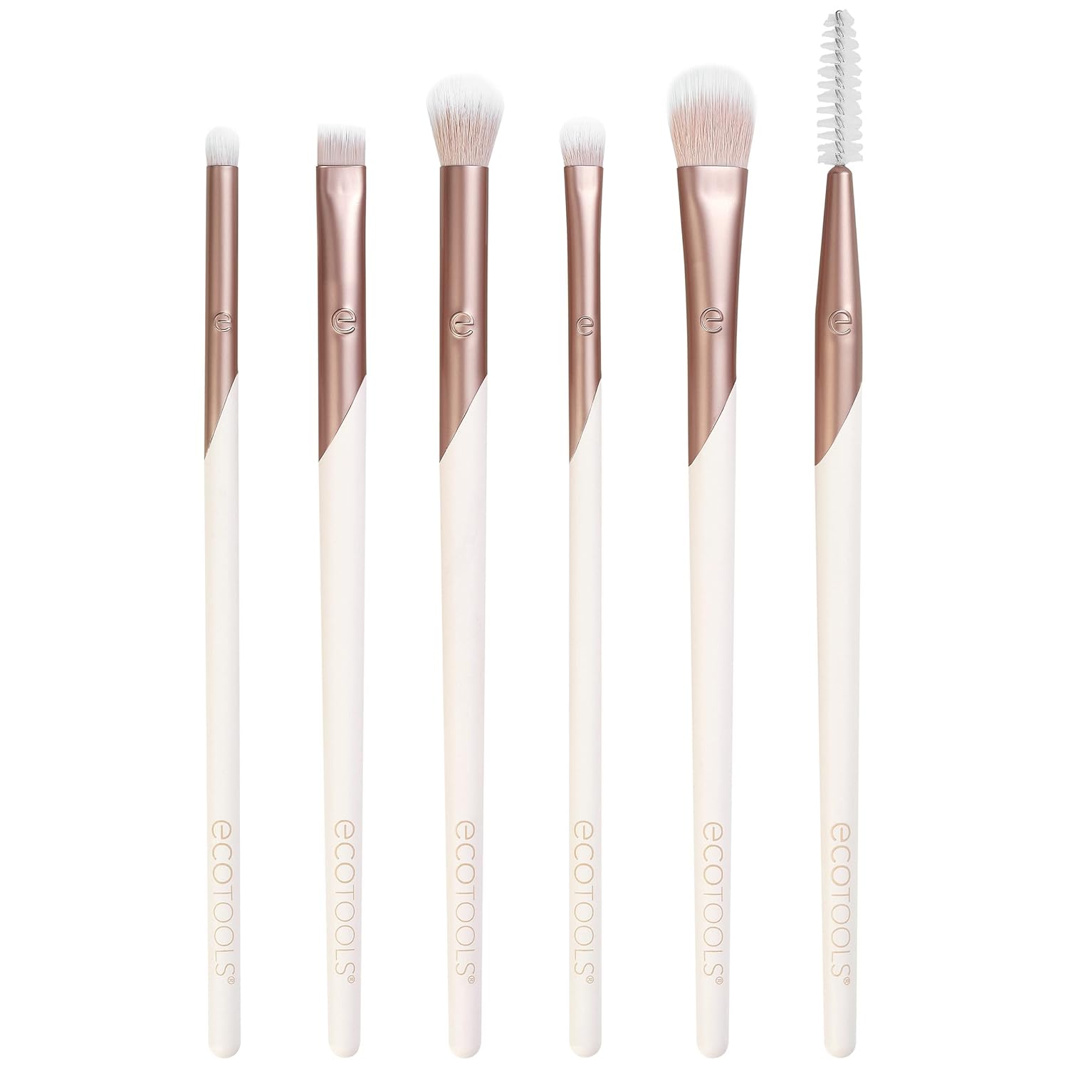 EcoTools Luxe Zarif Göz Makyajı Fırça Seti, Göz Farı, Eyeliner ve Kaş Makyajı İçin, Profesyonel Göz Fırçası Seti, Çevre Dostu Makyaj Araçları, Sentetik Kıllar, Zulüm Ücretsiz ve Vegan, 6 Parça Set