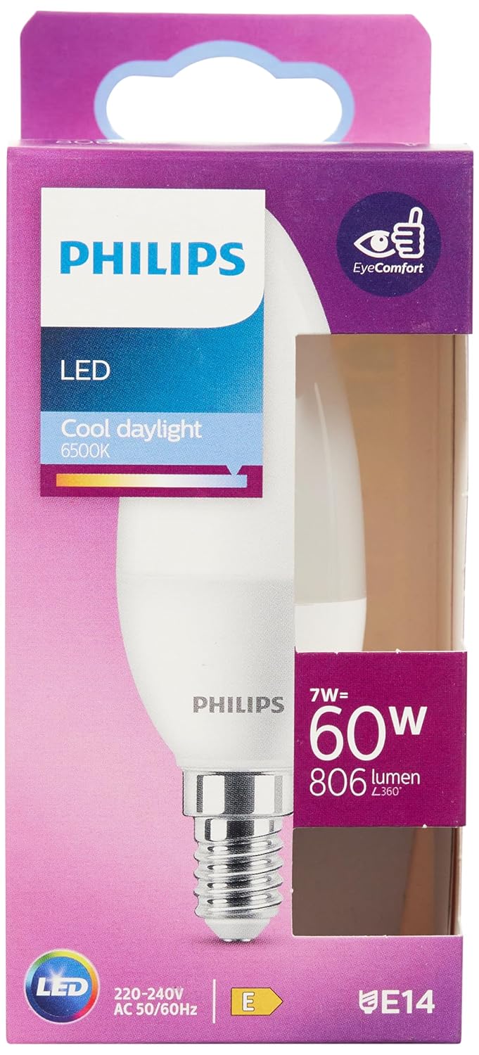 Philips LED 60W B38 E14 Mum Tipi Beyaz Işık Dim Edilmez Ampul