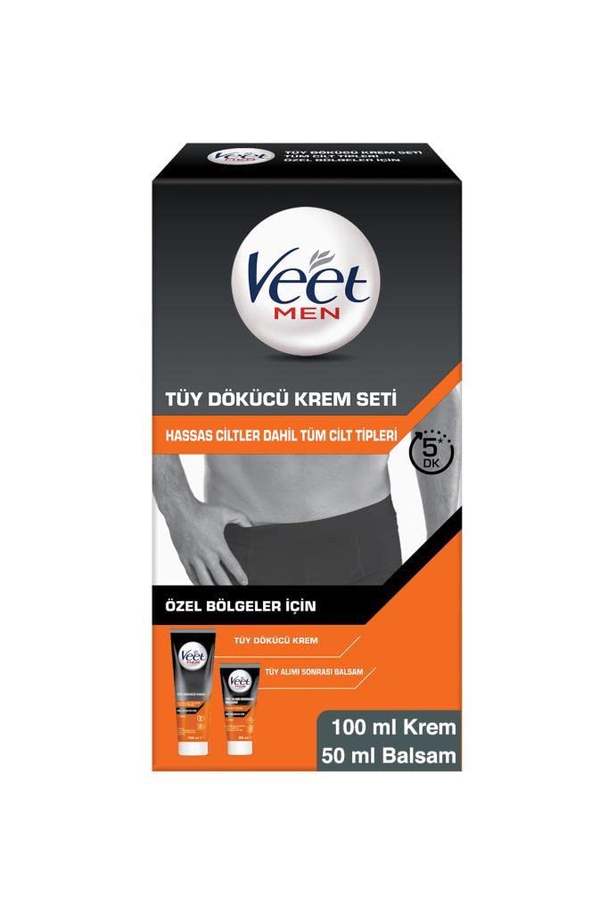 Veet Men Özel Bölgeler İçin Krem & Balsam Tüy Dökücü Krem Seti 100 + 50 ml