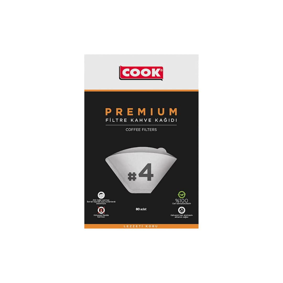 COOK Premium Filtre Kahve Kağıdı - Ebat 4, 80 adet