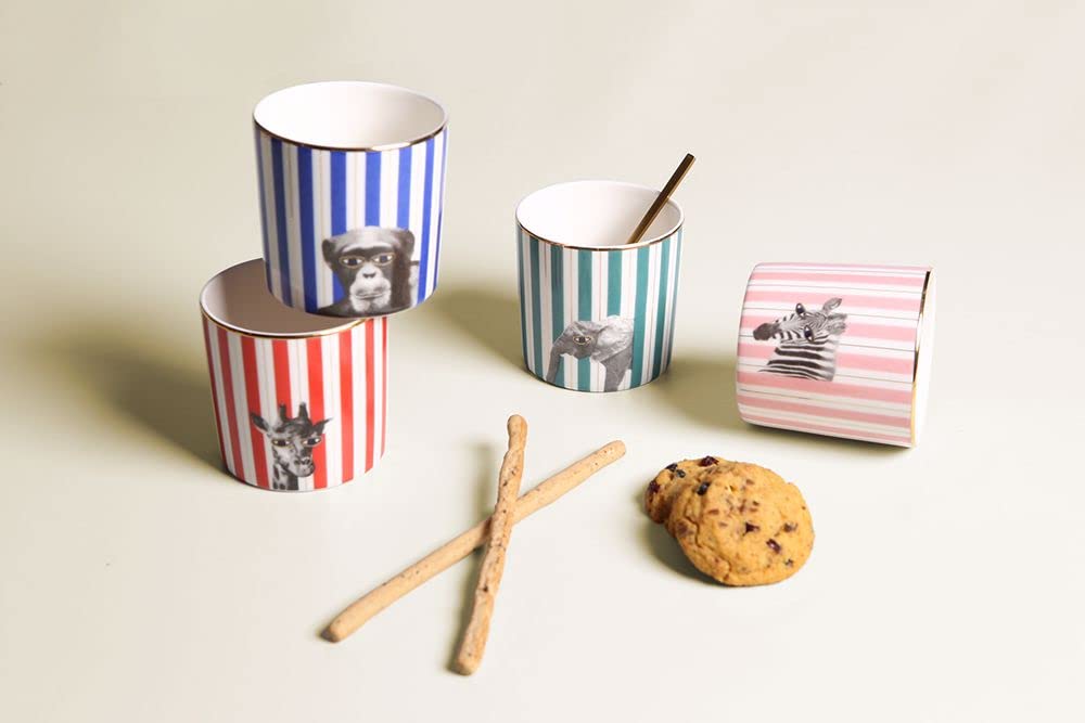 Porland Wild Life 4'lü Bardak Takımı 230 cc, Çok Renkli