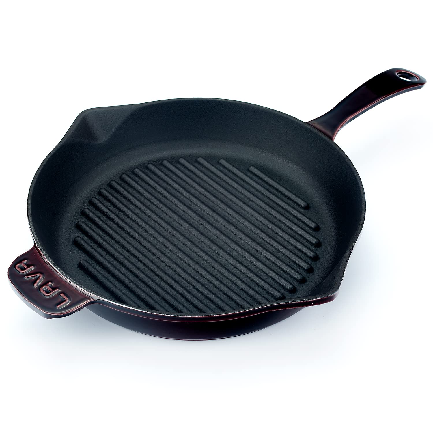 Lava Premium Serisi - Döküm Izgara Tavası, Yuvarlak, 28 cm, Yekpare Saplı, Emaye, Majolik Mor