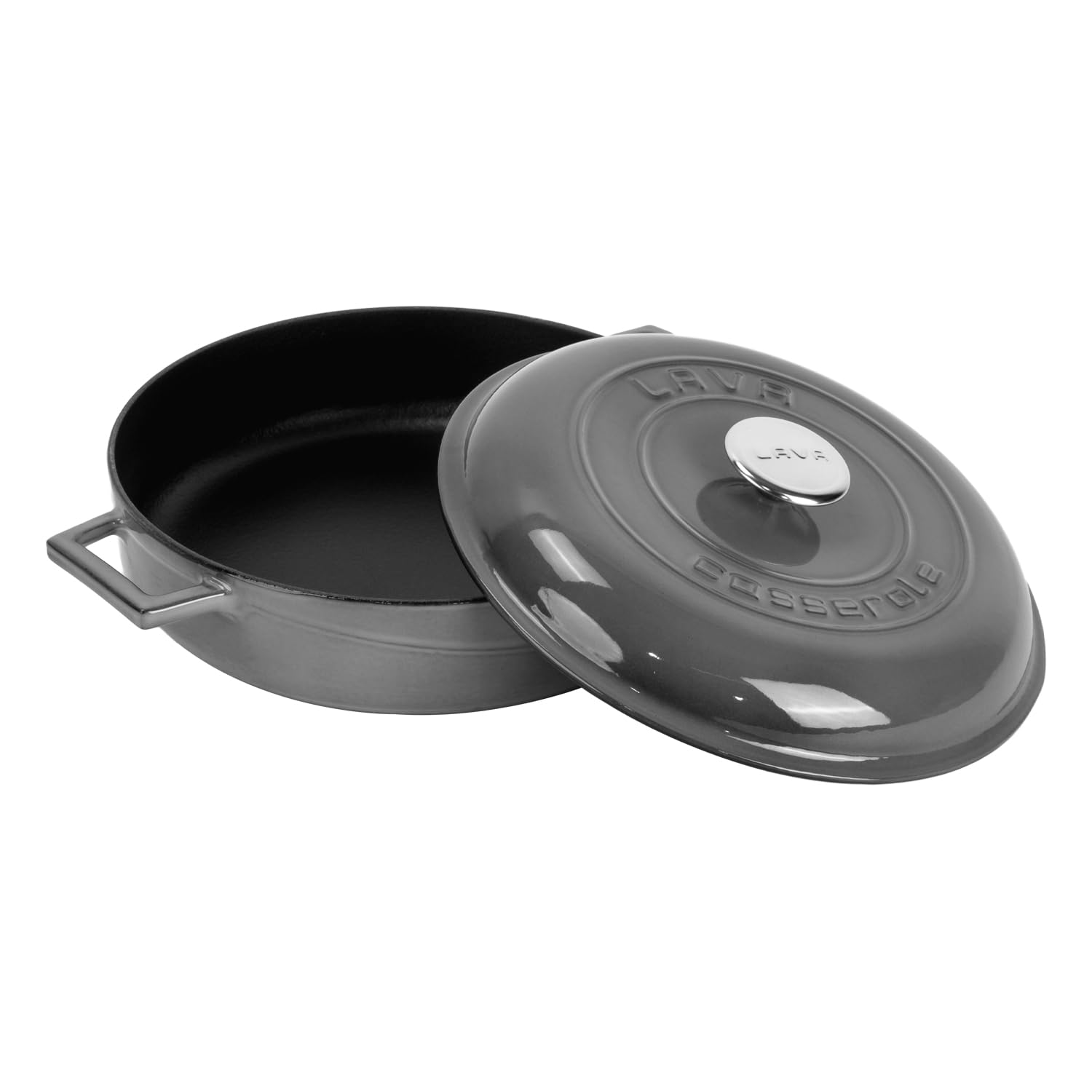 Lava Metal Premium Serisi - Döküm Çok Amaçlı Tencere, Yuvarlak, 28 cm, Majolik Gri, Kubbe Kapak
